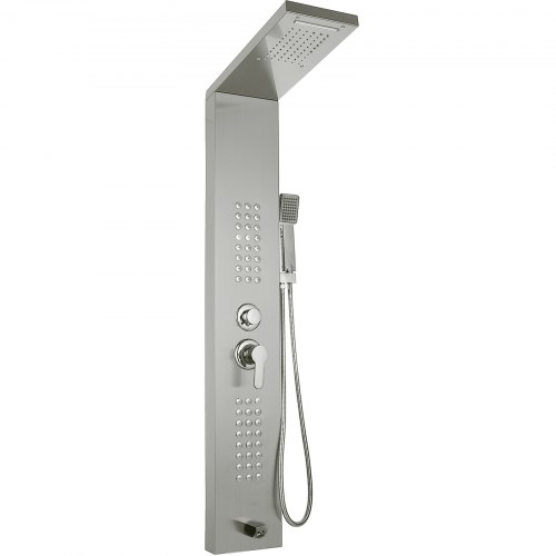 VEVOR Colonne Douche 5 Modes Hydromassage Panneau de Douche en Acier Inoxydable, Système de Panneau de Douche Brossée, Colonne de Douche à Montage Mural Pulvérisateur Robinet d'eau Argent