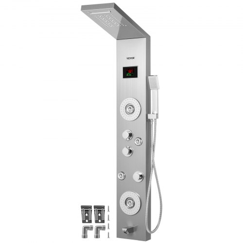 VEVOR 6en1 Colonne de Douche Panneau de Douche Acier Inox Pulvérisateur Argenté