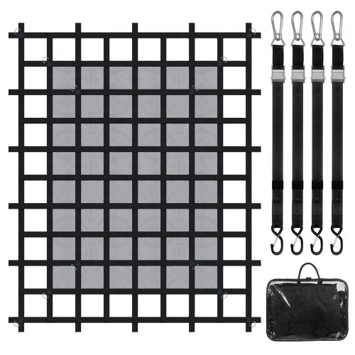 

VEVOR Filet de chargement, 183x145 cm, filet à bagages robuste pour camion, 4 sangles réglables avec mousquetons et crochets en S, résistant à l'usure et aux intempéries, pour pick-up, Jeep, bateau