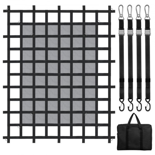 

VEVOR Filet de chargement, 183x145 cm, filet à bagages robuste pour camion, 680 kg, 4 sangles réglables avec mousquetons et crochets en S, résistant à l'usure, aux intempéries, pour Jeep, SUV, bateau