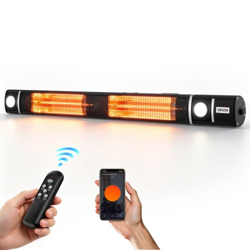VEVOR Infraroodkachel 3000W met wifi-bediening, wandmontage, infraroodkachel voor tuin, terras en balkon, afstandsbediening en knopbediening, 3 warmtestanden, IP55-bescherming, aluminiumlegering