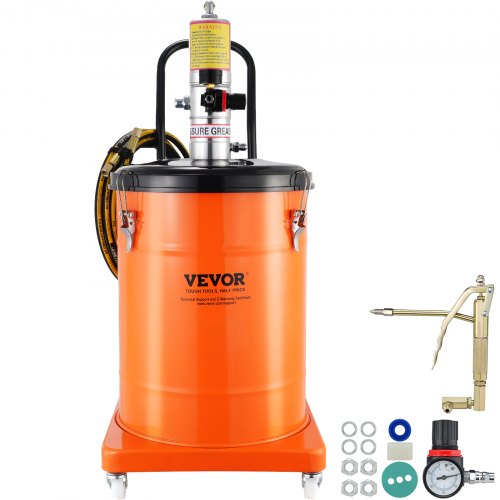 

VEVOR Pompe à Graisse Pneumatique Rapport de Pression 50:1 Pompe à Seau de Graisse Pneumatique 40 L Pistolet à Graisse Pompe à Graisse Portable sur Roues avec Tuyau 4 m Buse 360° Raccord NPT Standard