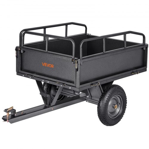 

VEVOR Remorque à Benne Basculante, 283 L, Remorque de Tracteur Tondeuse à Gazon de Jardin en Acier, Capacité de Charge 226,8 kg, avec Pneus 35,56 cm, Chariot de Transport à Déversement pour VTT, UTV