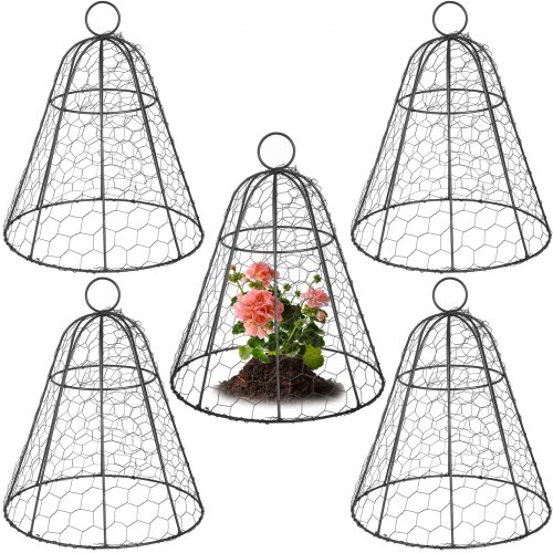 VEVOR Cloche Grillage à Poules en Métal 5 Cloches Protecteurs Plantes Fil de Fer 33x40 cm Protection