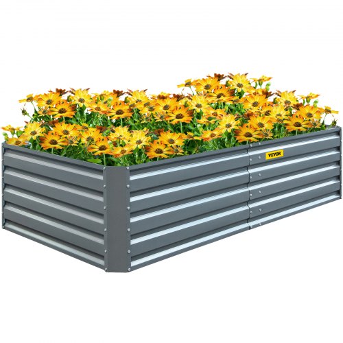 

VEVOR Jardinière 203x102x48 cm Lit de Jardin Surélevé Métal Galvanisé Extérieur Rectangulaire, pour Cultiver des Fleurs, Herbes, Légumes, Plantes Succulentes dans Jardin, Terrasse, Patio, Balcon, Gris