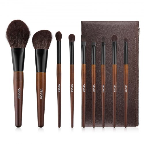 

VEVOR Pinceaux Maquillage 9 PCS Pinceau Maquillage Professionnel pour Fond de Teint, Fard à Paupières, avec Poils Synthétiques, Laine Naturelle Douce, Manche Ergonomique Bois, Sac de Rangement Voyage