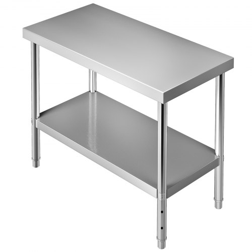 VEVOR Table de Travail Inox Table de Préparation 122x46x86 cm Réglable Cuisine