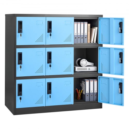 

VEVOR Armoire à Casier Métallique 9 Portes, Casier Consigne en Acier Verrouillable, Vestiaire Consigne pour Employés Bureau École Gym Magasin, Capacité de Charge 29,9 kg par Niveaux, 2 Clés par Porte