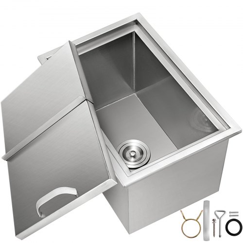 

VEVOR Glacière à Bière Inox 46x31x37cm Coffre à Glace à Glaçon à Glaçons à Vin en Acier Inoxydable 304 avec Couvercle, Tuyau, Bouchon de Vidange pour Garder au Frais, Isolation de Fraicheur