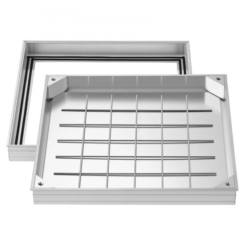 

VEVOR Plaque d'Égout avec Cadre 50x50 cm, Couvercle de Regard Encastré Invisible, pour Inspection de Drainage Bouche d'Égout Trottoir Jardin, Couvercle de Fosse Septique Carré, en Alliage d'Aluminium