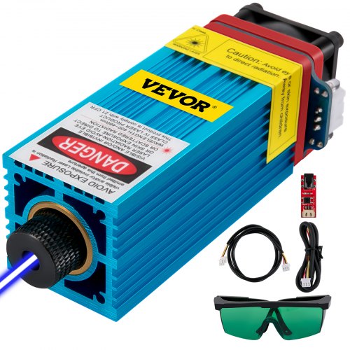 VEVOR Module Laser CNC Tête Laser Gravure 445-450nm 12V 1A TTL/PWM Interface Laser 2 Broches Mode par Point Distance Travail 20-50mm pour Machine à Graver Graveur 1610pro, 3018, 3018pro (5.5W)