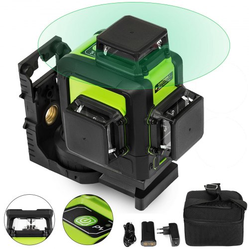 VEVOR Niveau Laser Vert 903CG Laser Horizontal à Nivellement Rotatif à 360° Laser Ligne, Laser Ligne avec Distance de Travail 30/45m, Protection IP54 pour une Utilisation Intérieure et Extérieure