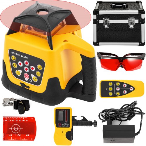 VEVOR Niveau Laser Autonivelant Balayage Rotative à 360° Laser Ligne Verticale Horizontale Module Laser Rotatif Auto-Alignement Précision ± 20 Faisceau Rouge Distance de Travail 500 m 20 Heures Jaune