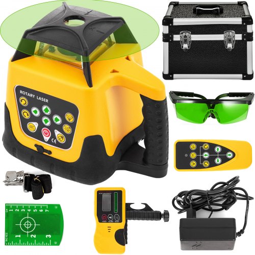 VEVOR Niveau Laser Autonivelant Balayage Rotative à 360° Laser Ligne Verticale Horizontale Module Laser Rotatif Auto-Alignement Précision ±20 Faisceau Vert Distance de Travail 500m Construction Jaune