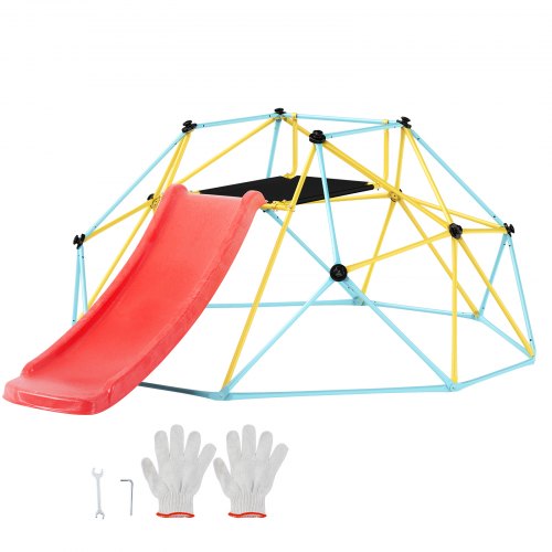 

VEVOR Dôme d'Escalade Géométrique pour Enfants de 3 à 9 Ans, Cage à Poule 244 cm avec Toboggan, Supporte 272 kg, avec Poignée d'Escalade, Assemblage Facile, Aire de Jeux Extérieure et Intérieure