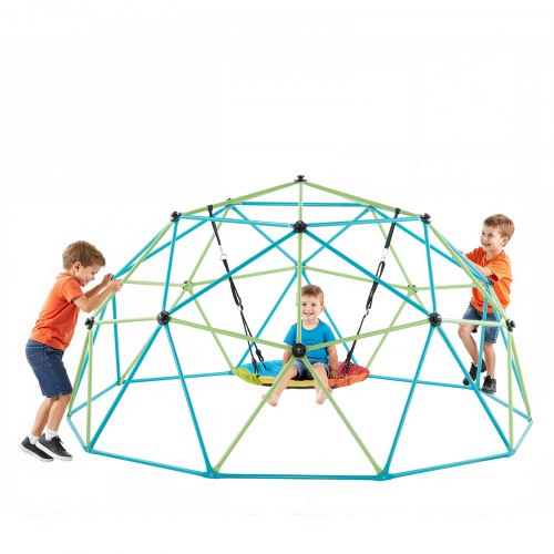 

VEVOR Dôme d'Escalade Géométrique 305 cm, Cage à Grimper avec Balançoire Soucoupe, Cage à Écureuil Solide avec Capacité de Charge de 453 kg, Aire de Jeux d'Extérieur pour Garçons et Filles 3-10 ans