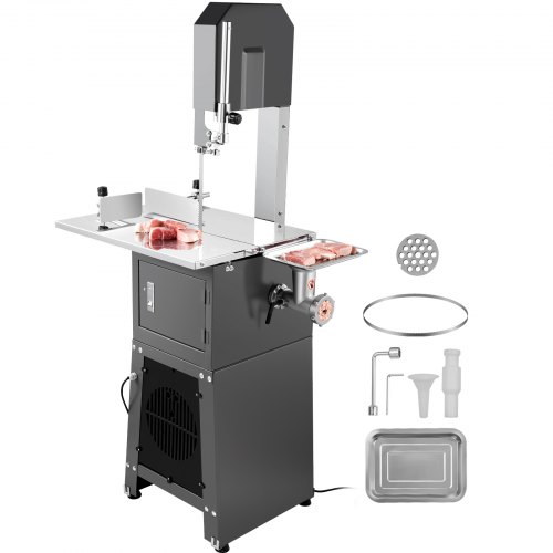 VEVOR Scie à os de boucher électrique commerciale, scie à ruban pour os 550 W, scie électrique pour viande et os congelés, table 485 x 380 mm, épaisse