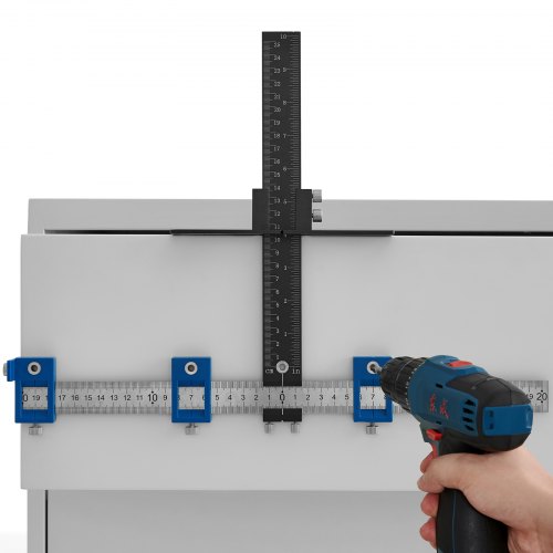 

VEVOR Gabarit de Quincaillerie d'Armoire en Alliage d'Aluminium et Acier Inoxydable Gabarit de Perçage Ajustable de Poignées Portes avec Poinçon Central pour Installation de Boutons de Portes Tiroirs