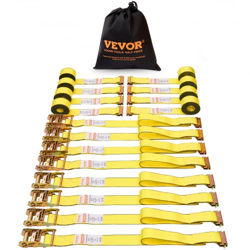 

VEVOR Sangle à Cliquet Sans Fin Lot de 8 Sangles d'Arrimage E Résistance à la Rupture Maximale 1995,8 kg 0,05x4,6 m pour Sécuriser Cargaisons, Électroménagers, Équipement de Jardin, Moto, Déménagement