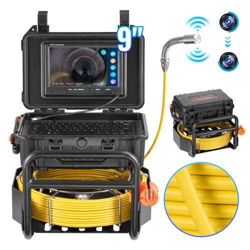 

VEVOR Caméra Inspection Canalisation 70 m Endoscope Drain Auto-nivellement, avec Émetteur 512 Hz, Compteur de Distance, Écran 9'', Étanche IP68, 12 LED, Carte SD 32 Go, pour Conduit, Égout, Tuyaux