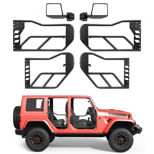 

VEVOR Demi-Portes Tubulaires pour Jeep, Kit de 4 Portes avec Rétroviseurs, Compatible avec 2018-2026 Jeep Wrangler JL et 2020-2026 Gladiator JT, Portières en Acier pour Tout-Terrain, Patins Caoutchouc