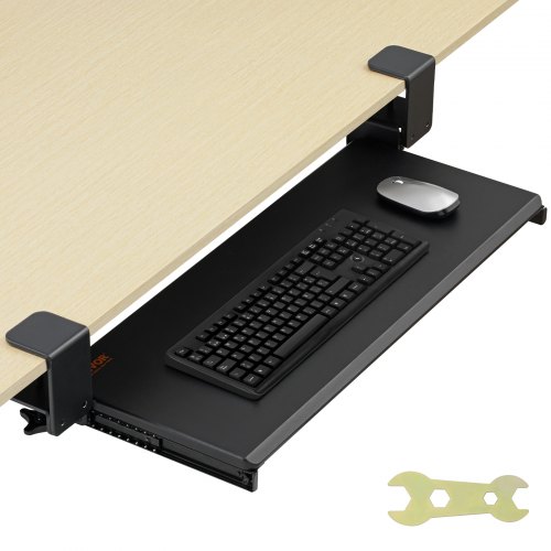 VEVOR Support Clavier 68x28 cm Plateau pour Clavier et Souris Coulissant sous Bureau Charge Max 5 kg