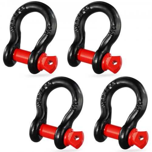 

VEVOR Manille à anneau D 12 mm, lot de 4 manilles de remorquage en acier allié, résistance à rupture 8 t avec goupille à vis 15 mm, manilles accessoire de récupération pour VTT, camions, jeep, noir