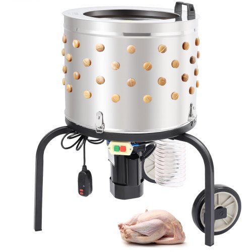 

VEVOR Plumeuse de poulet, 500 W, machine à plumer poules avec tambour en acier inoxydable 501x393 mm, équipement d'éplumage avec 108 doigts souples, collecte simple des débris, plumeuse de volaille