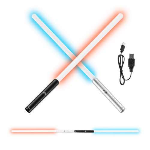 

VEVOR Sabre Laser 2PCs, Épée Lumineuse de Duel 77,5 cm, avec 7 Couleurs RVB, 4 Modes Sonores et Poignée Réaliste, Sabre Lumineux Rechargeable, pour Déguisement, Jour de Noël, Halloween, Anniversaire