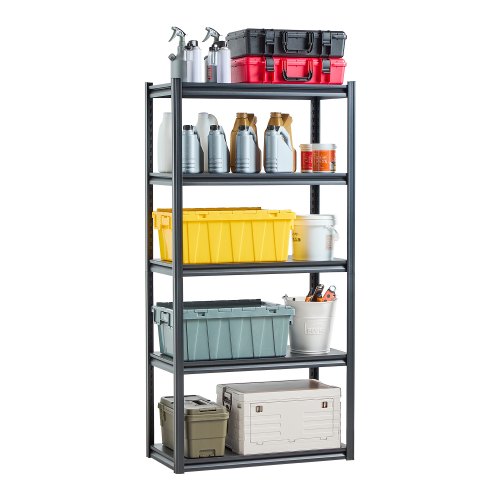 

VEVOR Étagère de Rangement, 907 kg, Étagère de Garage Métallique Robuste Réglable, 5 Niveaux, 457,2 x 914,4 x 1828,8 mm, Meuble Rayonnage de Stockage, pour Cuisine, Atelier, Sous-sol, Entrepôt, Noir