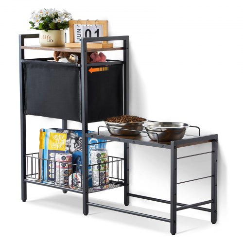 

VEVOR Support de Gamelle Surélevée Réglable 92x27x75 cm Étagère de Rangement Chiens Organisateur de Stockage Jouets et Nourritures pour Animaux de Compagnie, Chiens de Grande, Moyenne, Petite Taille