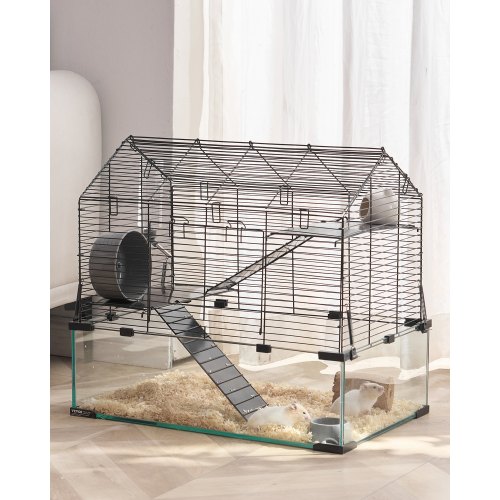 

VEVOR Cage Hamster, 58x38x54 cm, Habitat Rongeurs Transparent de Vue Panoramique 360° avec Bouteille d'Eau, Bol, Roue, Maison Portable pour Petits Animaux de Compagnie, Souris, Rats, Cochons d'Inde