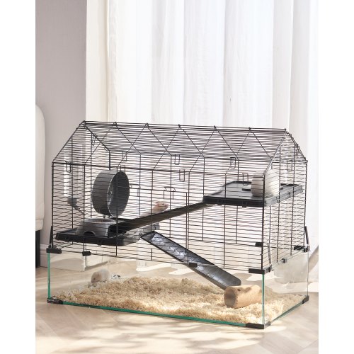 

VEVOR Cage Hamster, 75x44x61 cm, Habitat Rongeurs Transparent de Vue Panoramique 360° avec Bouteille d'Eau, Bol, Roue, Maison Portable pour Petits Animaux de Compagnie, Souris, Rats, Cochons d'Inde