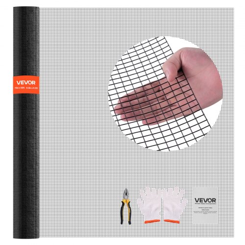 

VEVOR Grillage Métallique Noir Maille 1,27 cm Rouleau Grillage à Poule Clôture Soudé Fil en Fer Galvanisé Revêtement Vinyle PVC 183 cm x 15,2 m Calibre 19 pour Jardin Enclos Poulaillers Cage Animaux