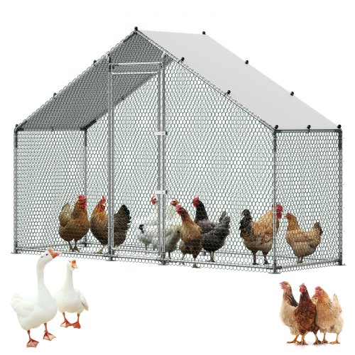 

VEVOR Enclos Poulailler en Métal 3 x 1 x 2 m Parc à Poules Grillagé avec Couverture, Structure Robuste, Toit en Pente, Grande Cage Extérieur pour Poules, Canards, Lapins, Volailles, de Jardin, Ferme
