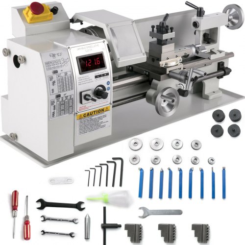 VEVOR Mini tour à métaux 8x 14, Mini tour de table de précision à vitesse variable, pour le traitement de pièces de précision de précision/le traitement d'échantillons et la modélisation
