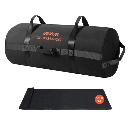

VEVOR Sac de Sable Musculation Réglable 56-90 kg, Sac de Sport Fitness Vide Non Rempli, en Nylon et PU, avec Poignées Solides, Matériel d’Entraînement pour CrossFit Exercices à Domicile Gym, Noir