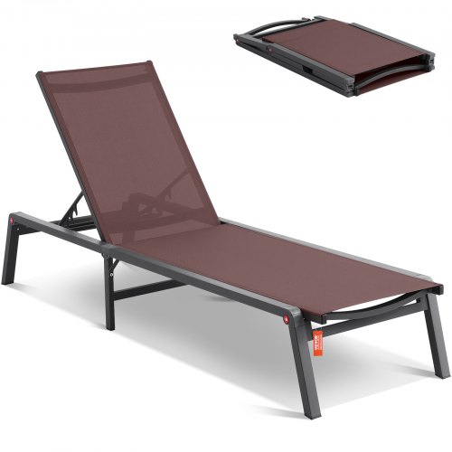 

VEVOR Chaise longue jardin extérieur pour patio réglable 5 positions marron