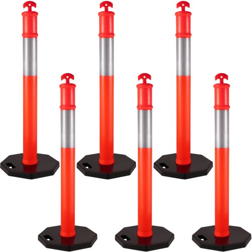 Vevor Poteau De Signalisation Plastique Cône De Circulation 42 X 110 Cm, 6pcs