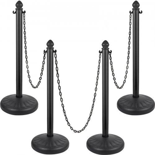 VEVOR Poteau de Signalisation Circulation Guidage 4Pcs avec 4 Chaînes de 1m