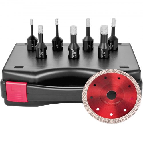 VEVOR Trépan Diamant Scie Cloche 7Pcs 6-14mm, Foret Diamanté Brasé sous Vide, Ensemble de Forets ave