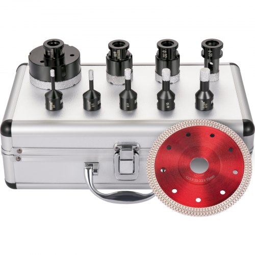 VEVOR Trépan Diamant Scie Cloche 9Pcs 5/6/8/10/12/20/32/35/68mm, Foret Diamanté Brasé sous Vide, Ens