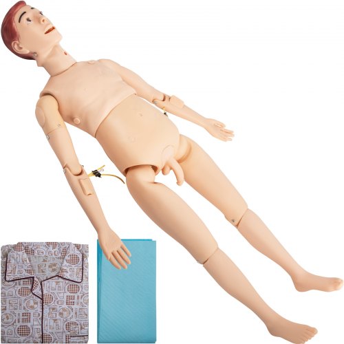 

VEVOR Mannequin de Soins Infirmiers Homme Adulte Mannequin de Soins aux Patients 170 cm Mannequin de Formation pour Soins Infirmiers en PVC Simulation Réaliste Enseignement Médical école Labo Hôpital