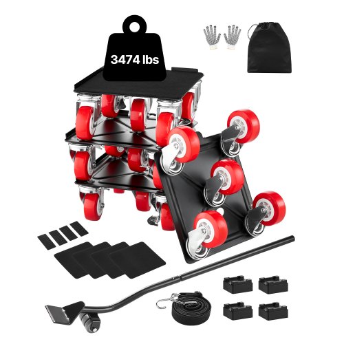 

VEVOR Chariot Déménagement Déplace Meuble 5 Roues Pivotantes 4PCS Charge 1575 kg