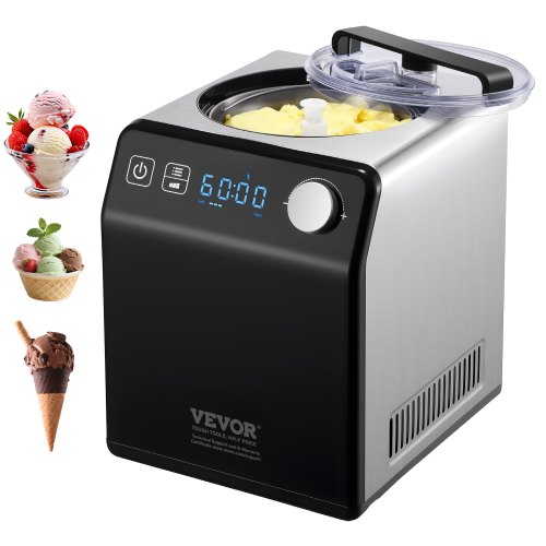 

VEVOR Sorbetière Automatique Turbine à Glace Professionnelle 2 L 180 W Machine à Glace Électrique Écran LCD Préparation Rapide sans Pré-congélation pour Faire Sorbet Yaourt Crème Glacée Gelato Noir