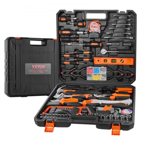 

VEVOR kit d'outils de réparation domestique, 216 pièces, ensemble d'outils à main ménager général, avec boîte à outils portable, acier de haute qualité, pour entretien de la maison, réparation d'auto