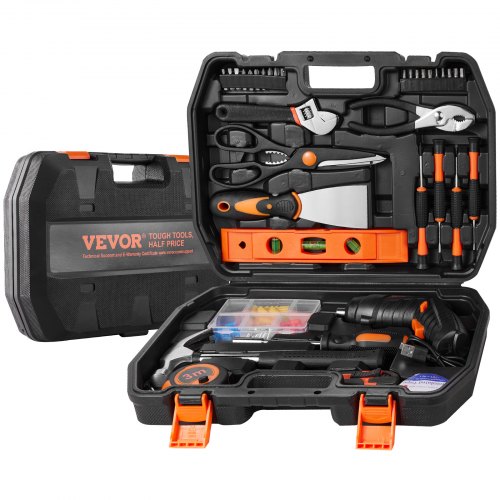 

VEVOR kit d'outils de réparation domestique, 96 pcs, ensemble d'outils à main ménager général, avec tournevis sans fil et étui de rangement portable, pour entretien de la maison, projet de bricolage