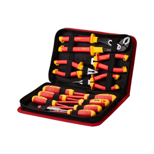 

VEVOR Jeu de Tournevis Isolés 12PCs, Ensemble d'Outils Isolés pour Électriciens Professionnel 1000 V, avec Embouts Magnétiques, Pinces Isolées et Pinces Diagonales, pour Réparation Ménagère Automobile