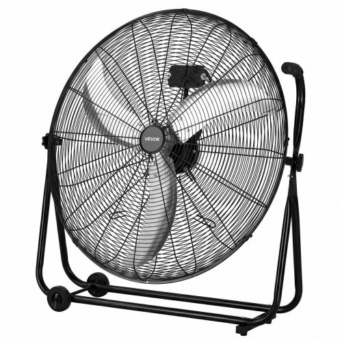 

VEVOR Ventilateur de Sol 76,2 cm, Ventilateur Industriel Haute Vitesse 20388 m³/h, 3 Vitesses, Pales en Alliage d'Aluminium, Angle Réglable à 360°, pour Garage, Entrepôt, Atelier et Sous-Sol, Noir