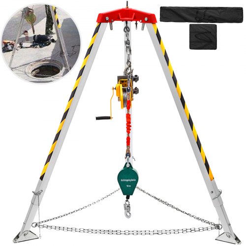 

VEVOR Kit trépied de sauvetage sécurité pour espace confiné pieds 1,34-2,15m 30m